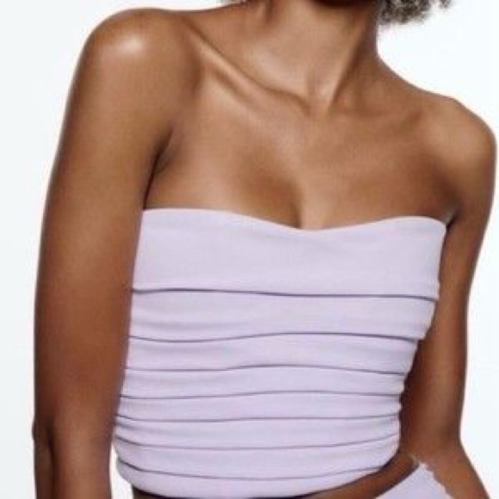 New Zara lilac pleated bustier top - small